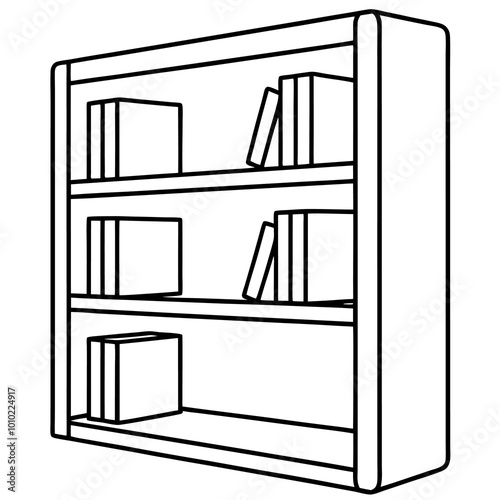 bookcase outline coloring book page line art drawing