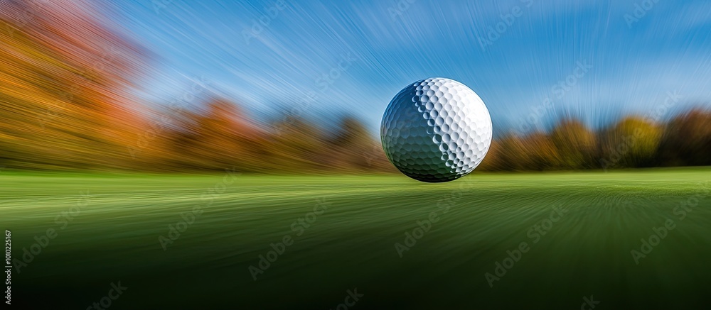 Golf Ball in Mid-Flight with Blurred Background Golf Ball in Mid-Flight with Blurred Background