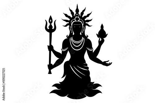 Hindu Deity | vector silhouette illustration on white background