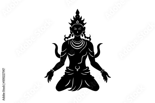 Hindu Deity | vector silhouette illustration on white background