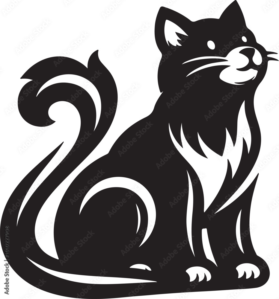 Unique Cat Mascot Logos: Silhouette Vector Designs on White Background Unique Cat Mascot Logos: Silhouette Vector Designs on White Background