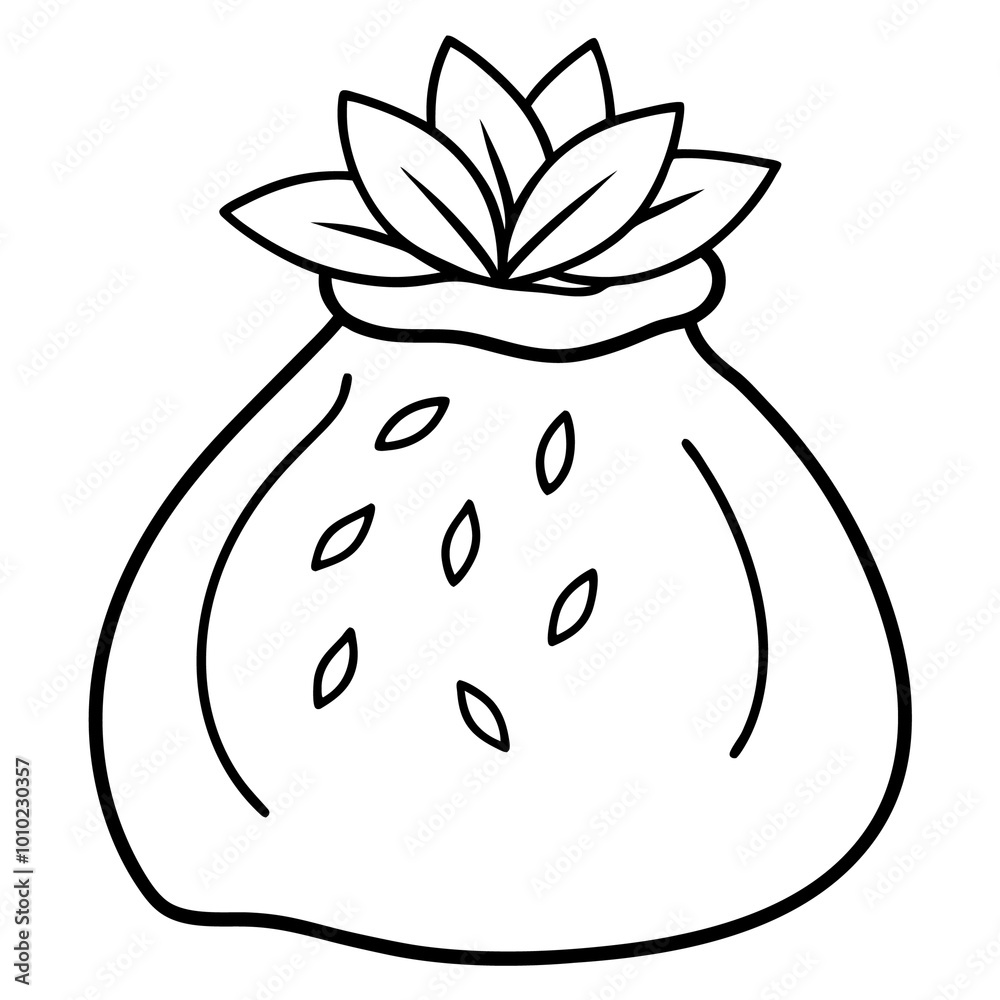 burlap sack bag of seeds outline coloring book page line art drawing burlap sack bag of seeds outline coloring book page line art drawing