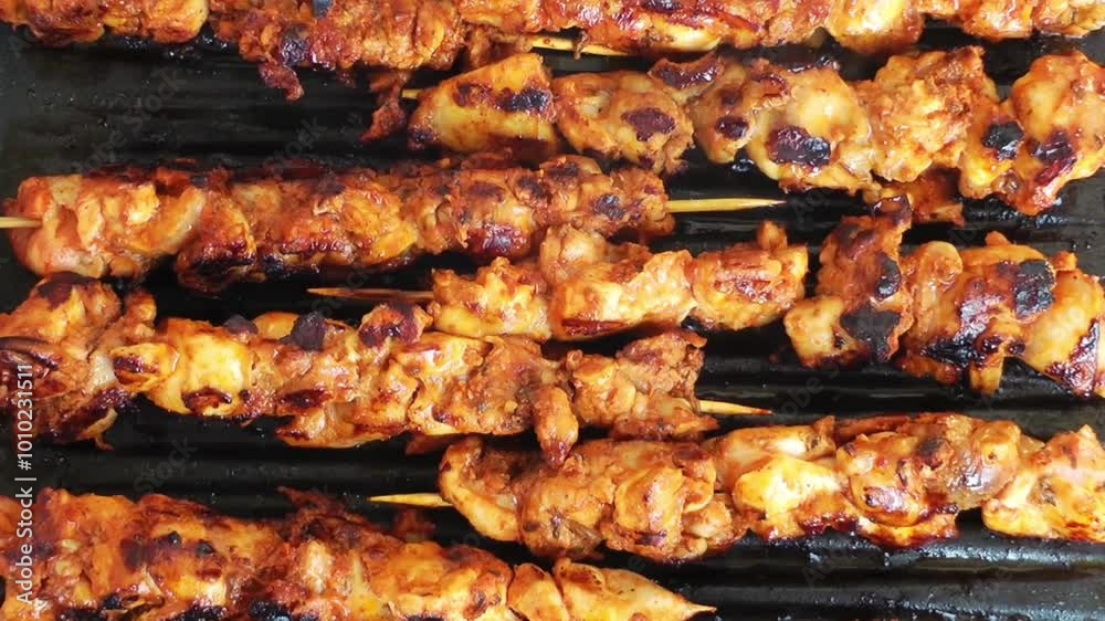 Grilling Tasty Dish Barbecue. Cooking On Picnic On Charcoal Food Metal Skewer. Street Food Grill. Grilling Marinated meat Grilling Tasty Dish Barbecue. Cooking On Picnic On Charcoal Food Metal Skewer. Street Food Grill. Grilling Marinated meat