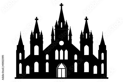 Cathedral | vector silhouette illustration on white background