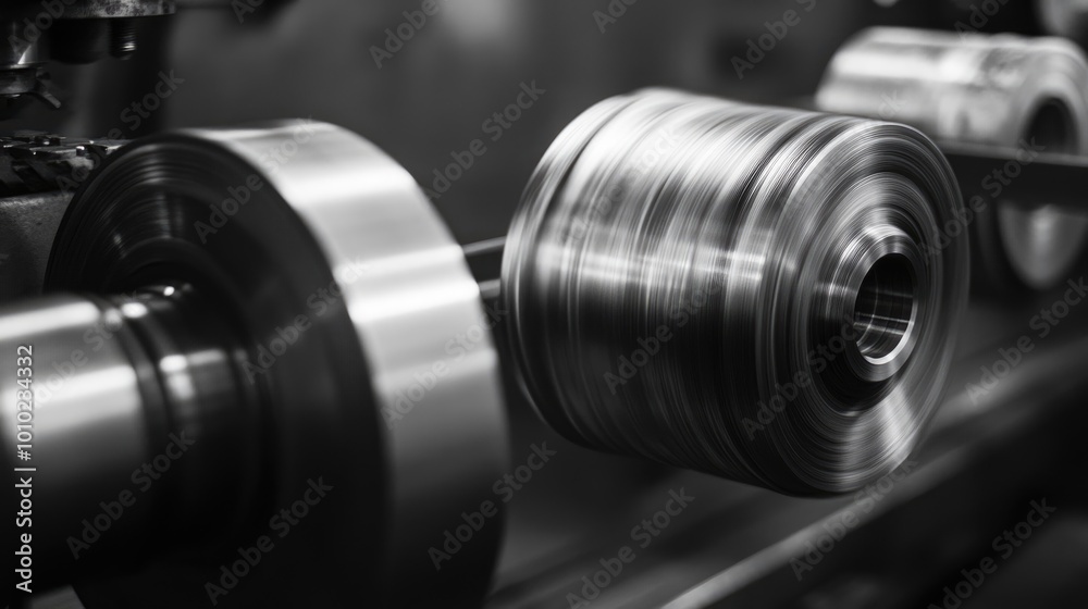 Fototapeta premium Close-up of a metal coil on a production line