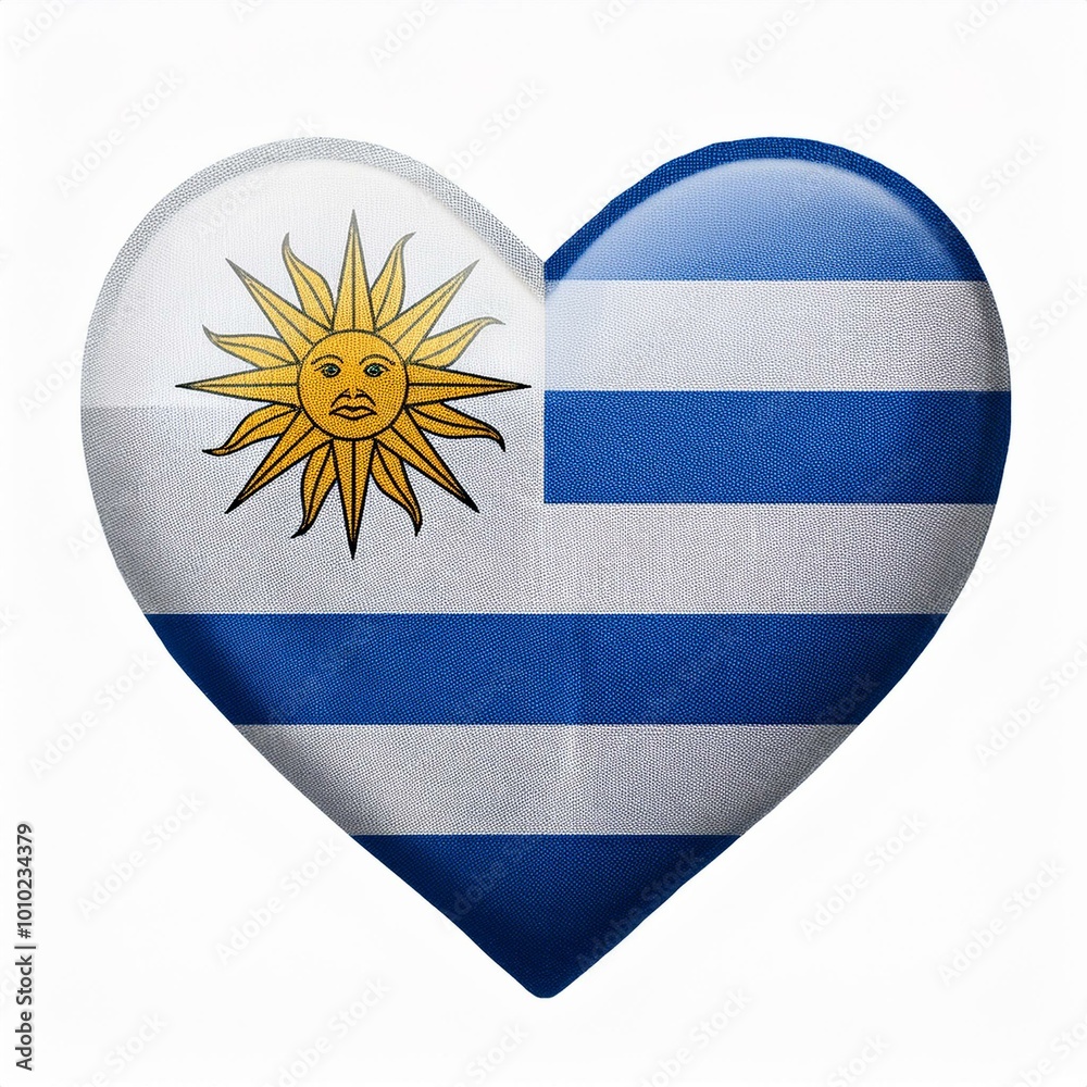 Obraz premium ウルグアイの国旗のハート(Heart of Uruguay flag on white.) 