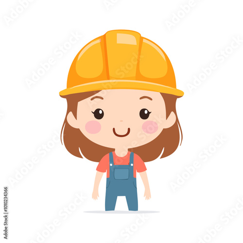 Carpenter Cute Worker Job Profession Professional Occupation Cartoon Character
