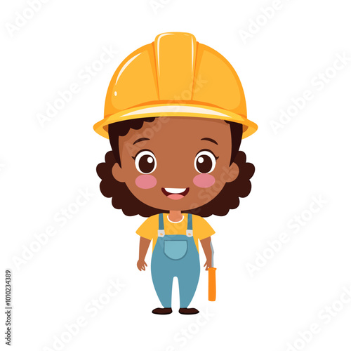 Carpenter Cute Worker Job Profession Professional Occupation Cartoon Character
