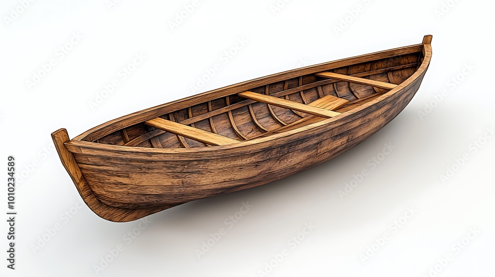 Wooden Rowboat Isolated on White Background Nautical Watercraft Small Boat Rowing Wooden Rowboat Isolated on White Background Nautical Watercraft Small Boat Rowing