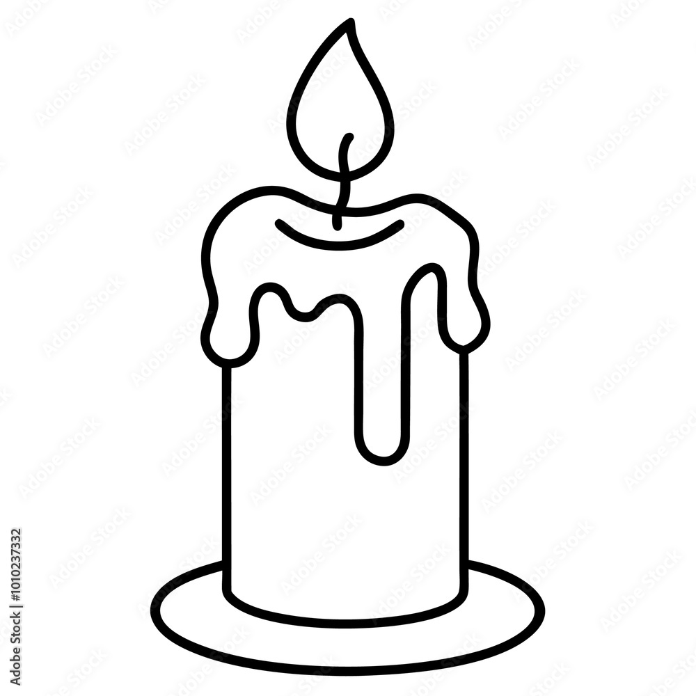 candle with melting wax outline coloring book page line art drawing candle with melting wax outline coloring book page line art drawing
