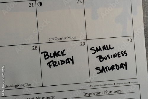 Small Business Saturday marked on a calendar on Saturday, November 30, 2024.