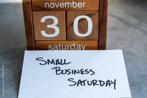 Small Business Saturday marked on a calendar on Saturday, November 30, 2024.