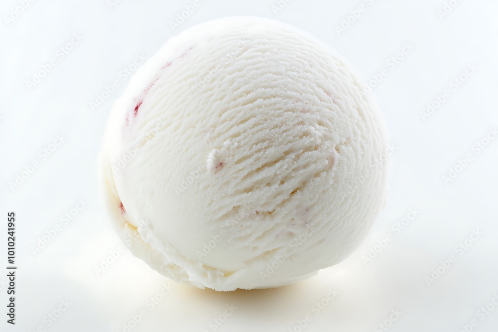 Single Scoop of White Vanilla Ice Cream on White Background Single Scoop of White Vanilla Ice Cream on White Background