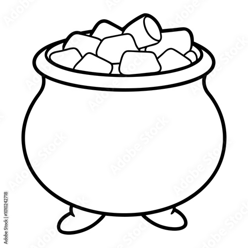 candy cauldron outline coloring book page line art drawing