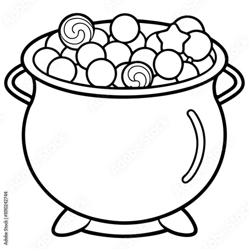 candy cauldron outline coloring book page line art drawing