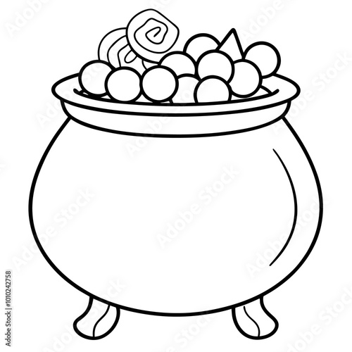 candy cauldron outline coloring book page line art drawing
