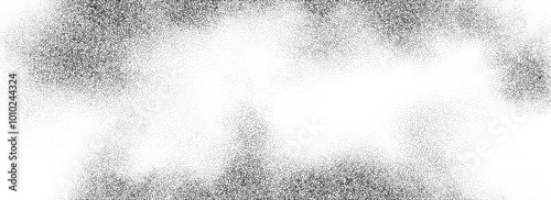 Smoke cloud stipple gradient texture. Grunge fluid fume grain background. Gritty noise fog dotwork wallpaper. Black and white dots, speckles, sand particles or granules overlay. Vector backdrop