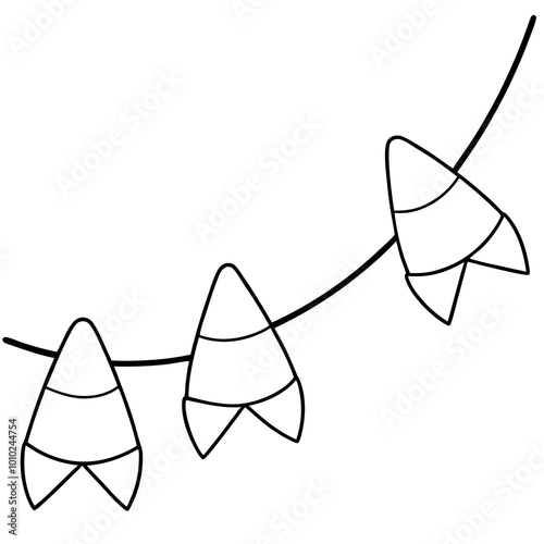 candy corn garland outline coloring book page line art drawing