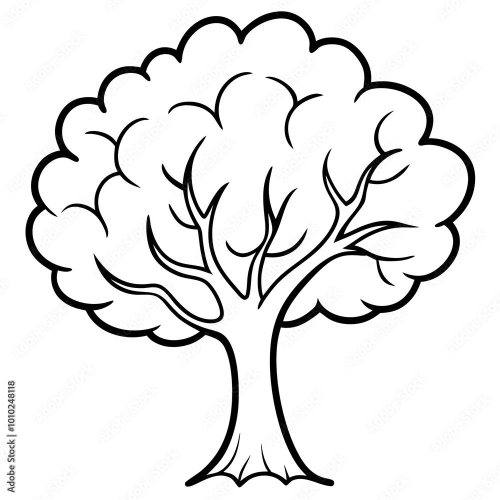 cartoon tree outline coloring book page line art drawing cartoon tree outline coloring book page line art drawing
