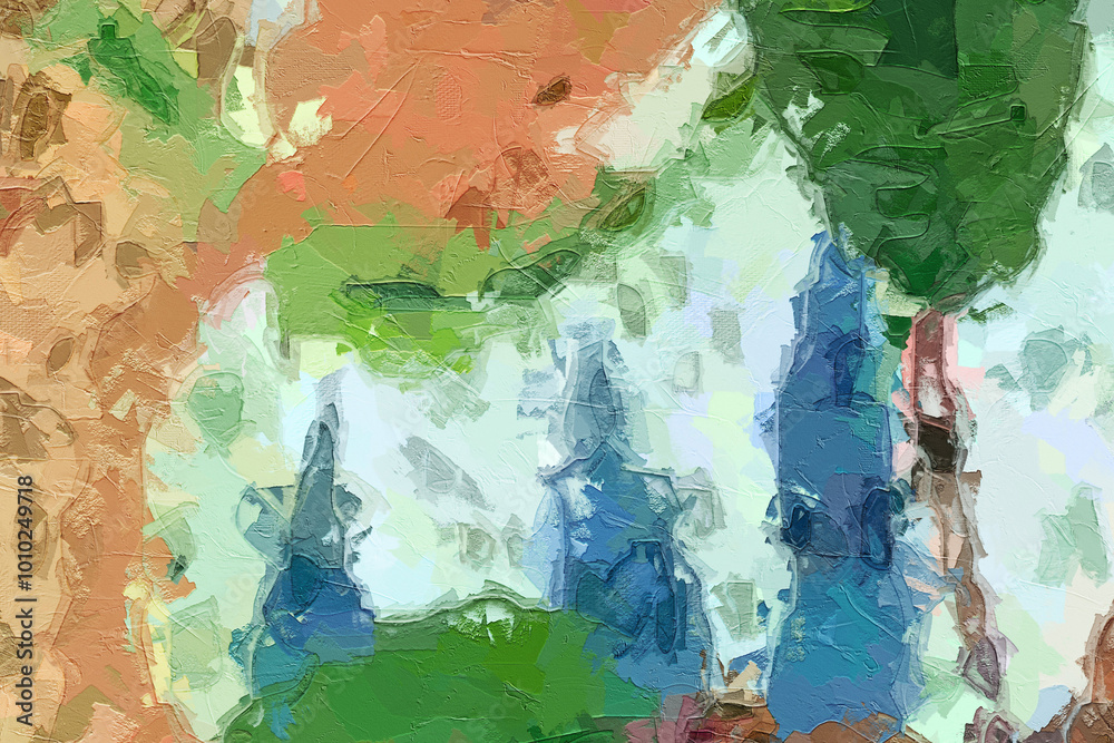 Naklejka premium Oil paintings and various flowers, venomous snakes, monkeys, chrysanthemums, cats, dogs, and fish are beautiful