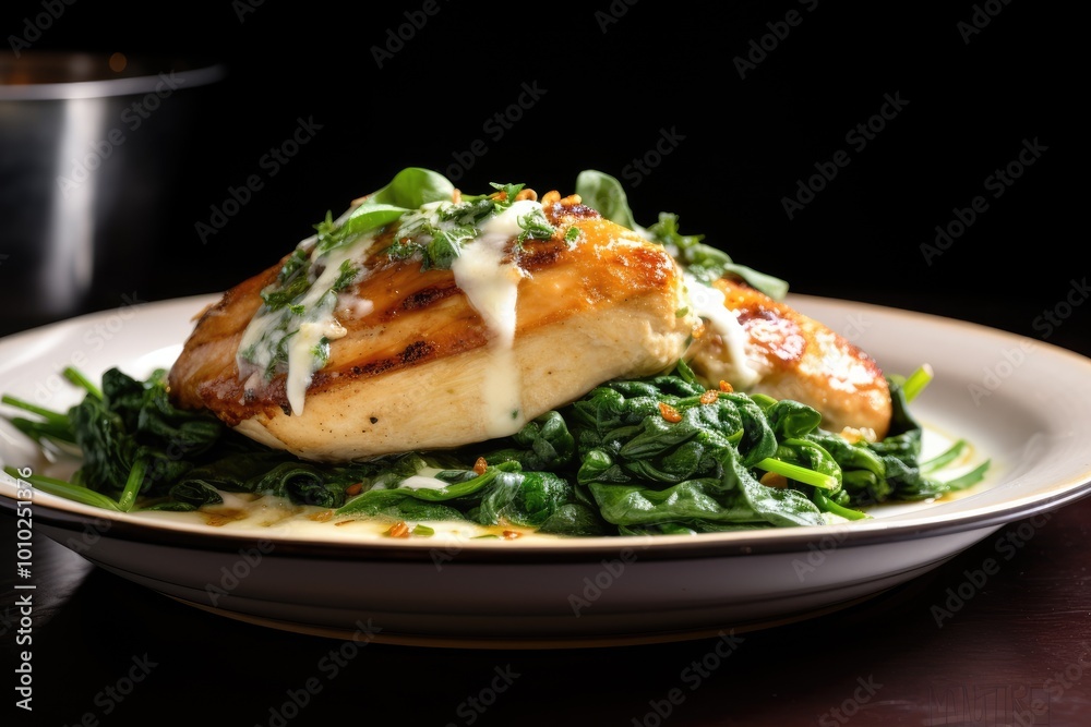 Grilled Chicken Breast with Spinach and Creamy Sauce Grilled Chicken Breast with Spinach and Creamy Sauce