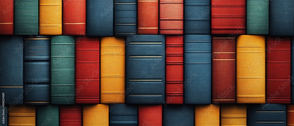 Seamless pattern background featuring colorful books arranged like a bookcase, vibrant and engaging illustration Seamless pattern background featuring colorful books arranged like a bookcase, vibrant and engaging illustration