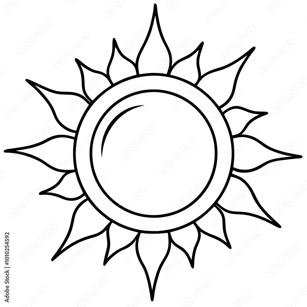 celestial sun outline coloring book page line art drawing celestial sun outline coloring book page line art drawing