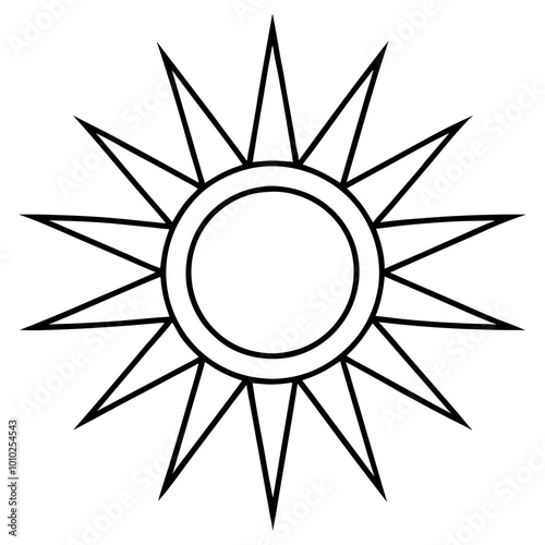 celestial sun outline coloring book page line art drawing