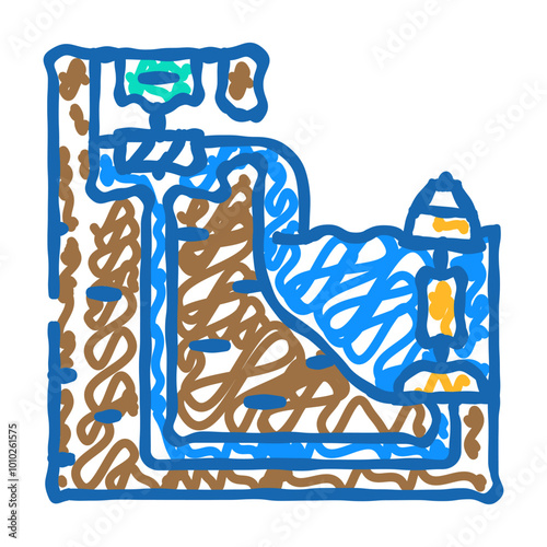 kite system tidal power doodle icon sketch vector. kite system tidal power sign. isolated symbol illustration