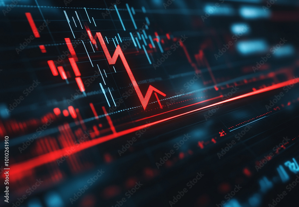 Photo of a glowing red stock market graph displaying financial data and trading trends Photo of a glowing red stock market graph displaying financial data and trading trends