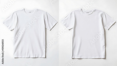 Two White T Shirts Mockup on White Background, Perfect for Design Presentation