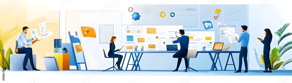 Creative Team Brainstorming in Modern Office. Creative Team Brainstorming in Modern Office.