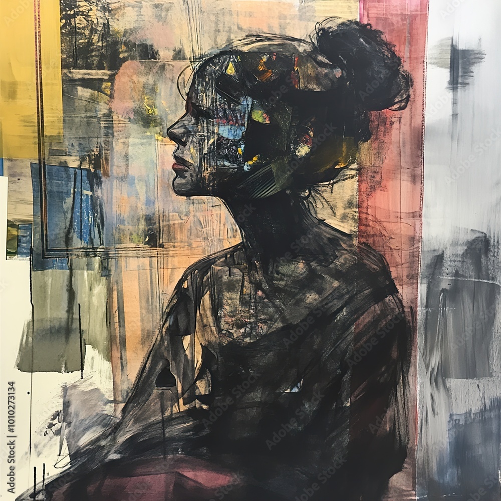 Abstract Portrait of a Woman: Contemplation and Inner Depth Abstract Portrait of a Woman: Contemplation and Inner Depth