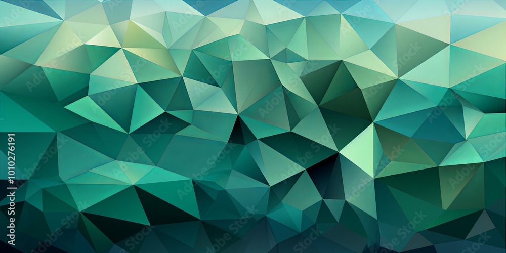 Fototapeta premium Abstract Geometric Pattern of Interlocking Triangles with Gradient Shades of Green
