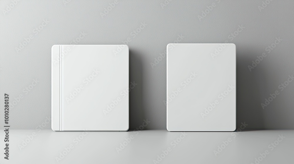 Two Blank White Objects on a Gray Surface Two Blank White Objects on a Gray Surface