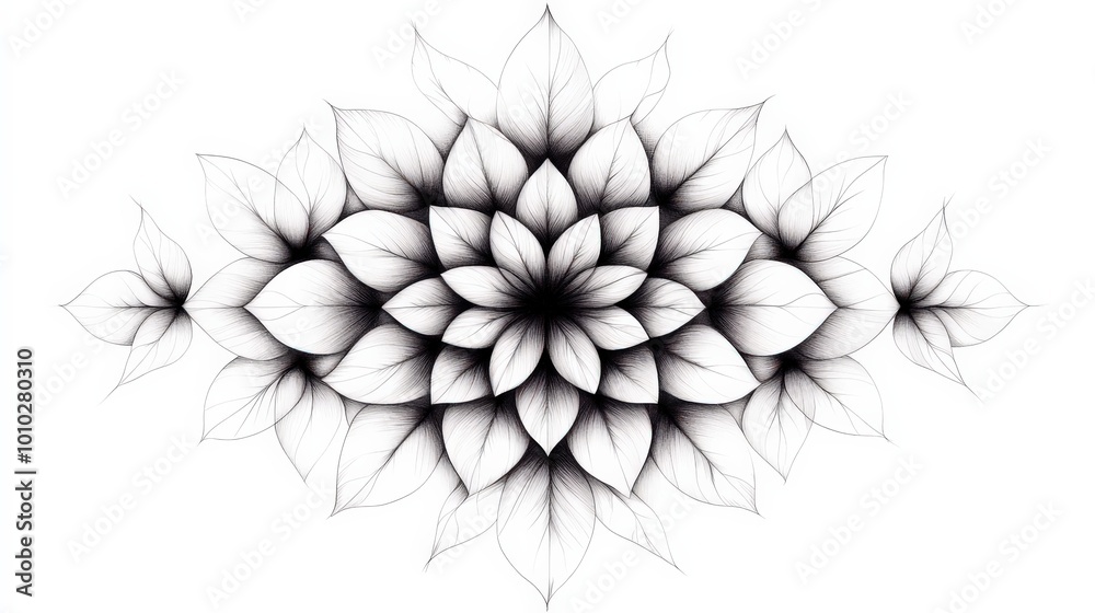 Intricate black and white floral design, elegant and artistic pattern.