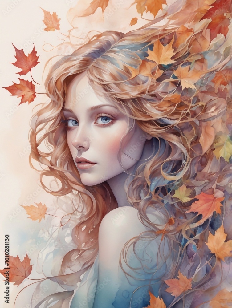 portrait of a woman with leaves portrait of a woman with leaves
