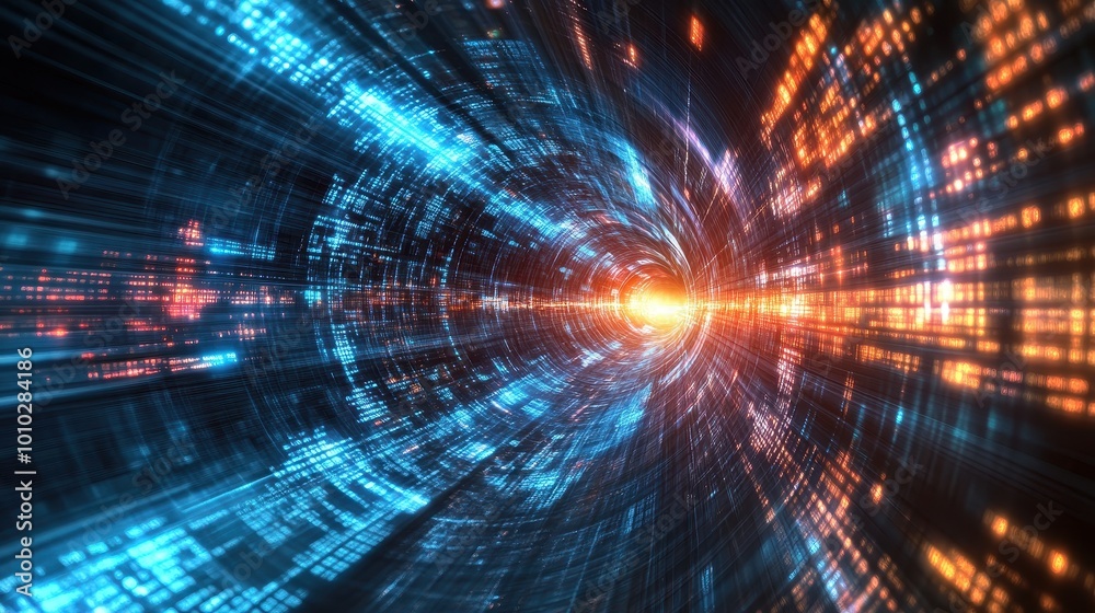 Futuristic Abstract Tunnel of Glowing Lights and Motion Futuristic Abstract Tunnel of Glowing Lights and Motion