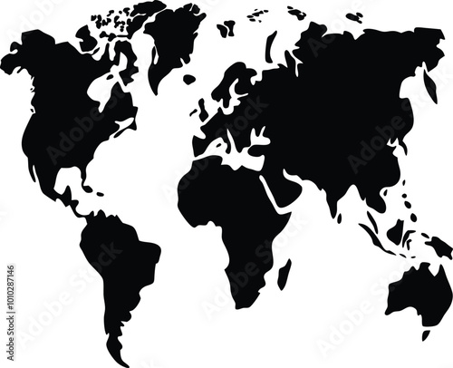 World map silhouette vector art illustration design