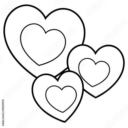 doodle hearts outline coloring book page line art drawing