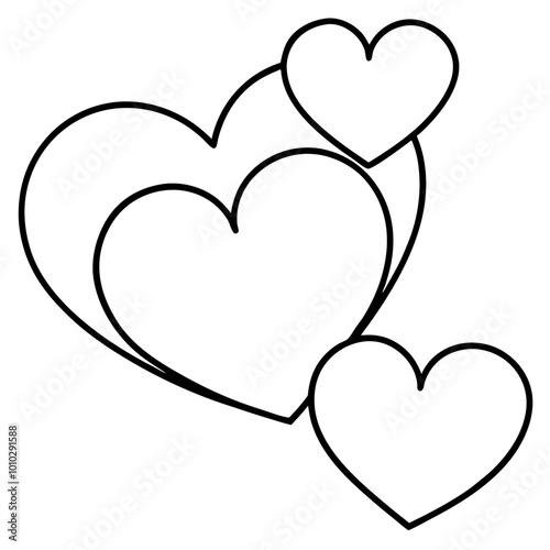 doodle hearts outline coloring book page line art drawing