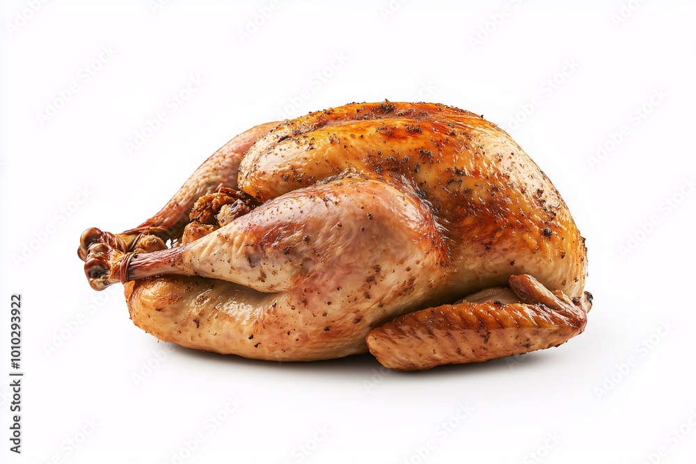 A whole, smoky-roasted turkey with browned skin and meat visible beneath it, holiday feast concept, thanksgiving, traditional cuisine A whole, smoky-roasted turkey with browned skin and meat visible beneath it, holiday feast concept, thanksgiving, traditional cuisine