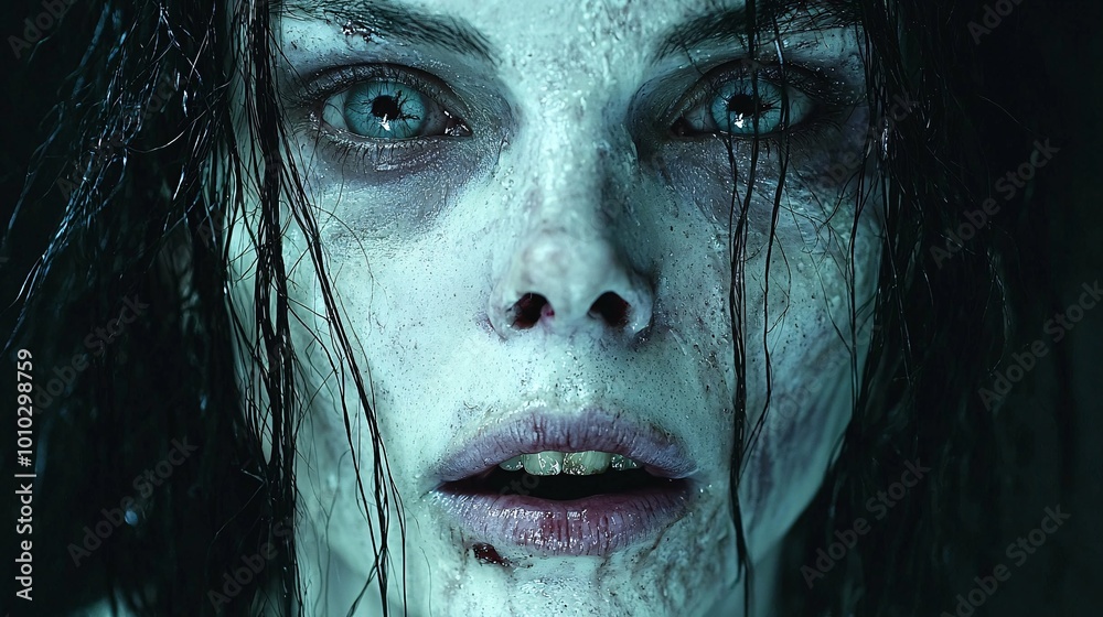 Pale Face with Translucent Skin and Intense Eyes Pale Face with Translucent Skin and Intense Eyes