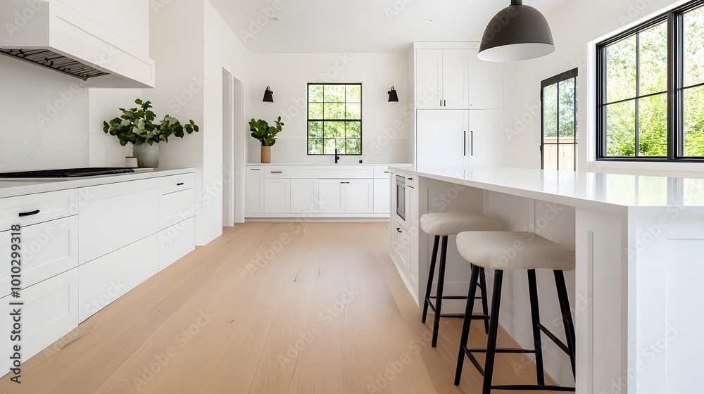 Fototapeta premium Transitional Kitchen Blending Traditional and Modern Design Elements for a Stylish and Functional Living Space