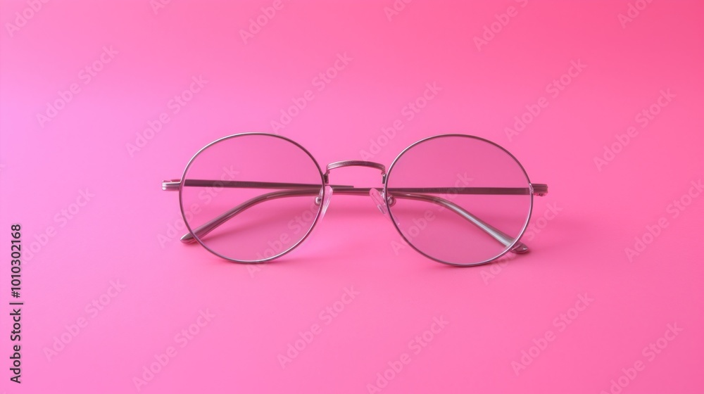 Round Glasses on Pink Background Round Glasses on Pink Background