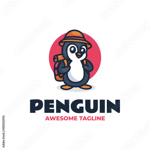 Vector Logo Illustration Penguin Simple Mascot Style