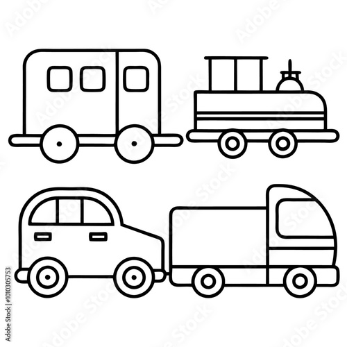easy shapes transportation vehicles outline coloring book page line art drawing