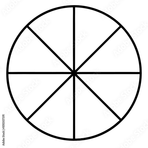 eighths fraction circle outline coloring book page line art drawing