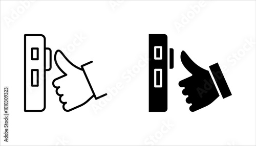 attendance machine icon set. fingerprint identification concept outline symbol design. vector illustration on white background