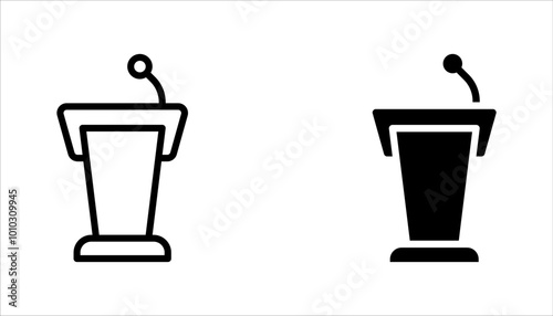 podium speech line icon set. conference sign. vector illustration on white background